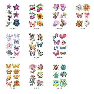 Kids glitter temporary tattoo stickers waterproof cute cartoon animal floral designs
