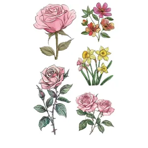 Waterproof temporary tattoo stickers featuring beautiful botanical flower designs for kids parties.