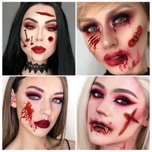 Halloween Temporary Tattoo Stickers Bloody Scars Horror Realistic Waterproof Body Art Fake Tattoos For Party Cosplay