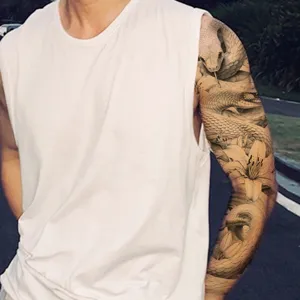 Full arm temporary tattoo sticker waterproof snake lily design for men and women art decor