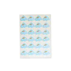 Cartoon rainbow cloud photo corner stickers for DIY scrapbook and handmade album decoration.