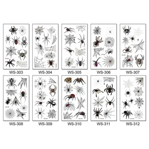 Halloween araignée autocollants de tatouage temporaire 3D réaliste imperméable art corporel