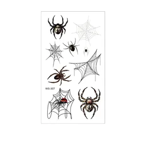 Halloween 3D araignée tatouage temporaire feuille autocollant imperméable au design réaliste.