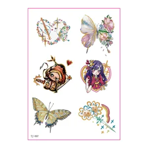 New laser butterfly waterproof temporary tattoo sticker sheet for trendy party body art.