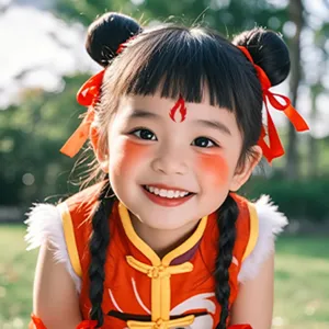 Kids forehead tattoo sticker red flame design for traditional costume photo shoot main view