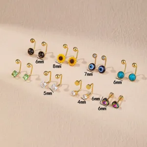 Stainless Steel Non Pierced Earring Converters Adjustable Screw Back Ear Clip Earring Findings With Rhinestone Accents DIY Components For Women Jewelry Making