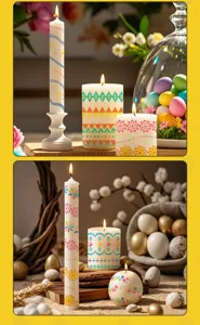 Easter candle glitter stickers DIY waterproof transfer decals craft set for holiday party decor.