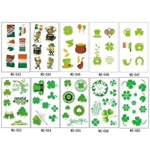 Tatouages temporaires de la Saint Patrick pour enfants, autocollants trèfle vert fête.