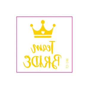 Gold foil temporary tattoo sticker for wedding bridesmaid party, elegant crown design.