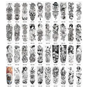 Waterproof full arm temporary tattoo stickers large size realistic body art designs wholesale.