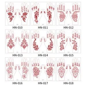 Henna lace hand tattoo sticker temporary brown floral body art for Southeast Asia market
