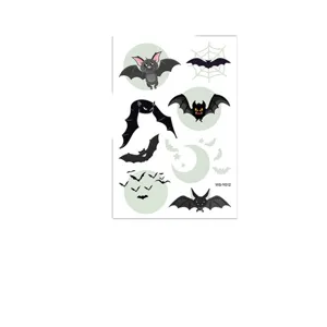 Παιδικά κινούμενα σχέδια φωτεινά Halloween προσωρινά τατουάζ αυτοκόλλητα αδιάβροχα νυχτερίδα