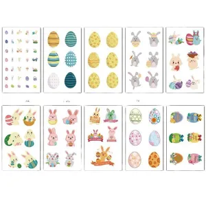 Colorful Easter bunny temporary tattoo stickers waterproof cute cartoon sticker set for kids