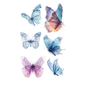 Glitter butterfly temporary tattoo stickers, translucent colorful body face art decals for party.