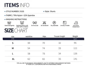 Women's high waist yoga shorts athletic running fitness gym workout apparel size chart 9335