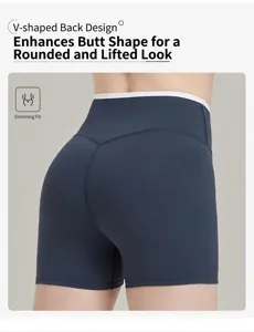 Back detail view of high-waisted seamless yoga shorts, highlighting V-shaped lifting design.