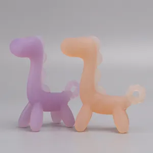 Silicone baby teether toy detail view, safe and soft teething stick for infants soothing.