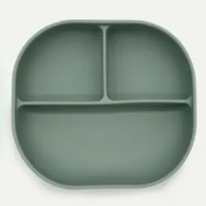 Piatto per neonati in silicone con tre scomparti per lo svezzamento e la pappa dei bambini.