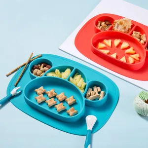 Carino piatto diviso per neonati in silicone forma di scimmia con ventosa bambini