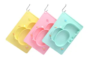 Piatto pappa neonato silicone dettaglio, stoviglie colorate simpatiche con forma di animale.