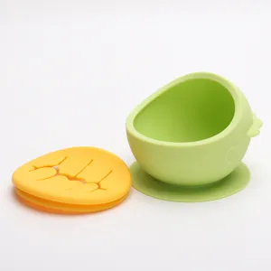 Silicone baby suction bowl with snack lid set for infant toddler feeding training