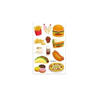 Adesivi per tatuaggi fast food impermeabili simpatico cartone animato hamburger pizza