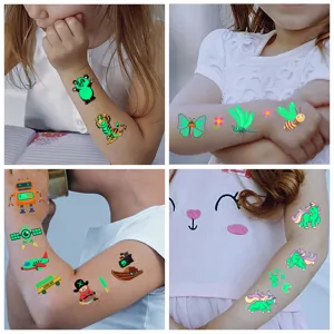 Kids Luminous Waterproof Temporary Tattoo Stickers Cartoon Animals Dinosaur Mermaid Unicorn Skin Decoration Party Gift