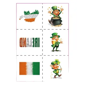 St. Patricks Day Tattoos für Kinder, irische Flagge Kleeblatt süße Kobold Party Aufkleber Bogen