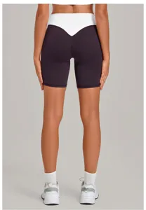 High-Waist Kontrastfarbe Fitness Yoga Shorts für Damen Laufen Sportliche Biker Shorts