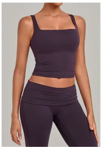 Gepolstertes doppelt genähtes Yoga Top schnelltrocknend Fitness Running ärmellose Sportbekleidung
