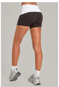 Dames sportshorts omslag taille elastisch sneldrogend hardlopen yoga fitness broek nu