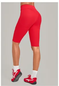 Rote Damen Yoga Shorts mit hoher Taille, elastische Fitness Sport und Jogging Shorts.