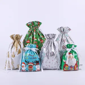 Weihnachtsgeschenkbeutel Alufolie Kordelzug Süßigkeiten Aufbewahrung festliche Party Verpackung