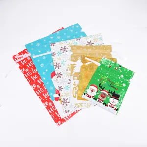 Weihnachten Kordelzug Geschenktüten, bunte Alufolie Verpackungsbeutel für Festtagsgeschenke.