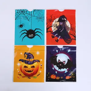 Halloween geschenk süßigkeiten beutel set kunststoff kürbis hexe spinne fledermaus motiv detail