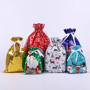 Weihnachtsgeschenktüten Alufolie Kordelzug Beutel Süßigkeiten Aufbewahrung Tasche