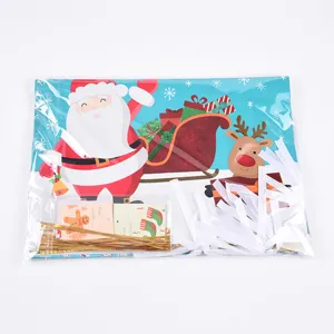 Weihnachtsgeschenk Folienbeutel Set mit Weihnachtsmann Rentiere Design, Etiketten und Bändern.