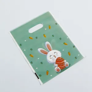 Ostergeschenk Plastiktüte mit süßem Hasen und Osterei Print, ideal für Party Süßigkeiten.