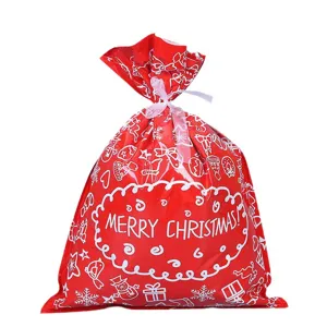 Kordelzug Weihnachtstasche rote Plastiktüte für Süßigkeiten Weihnachtsgeschenke Dekoration
