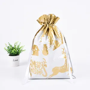 Weihnachtstüten Goldfolie Kordelzug Beutel Festliche Süßigkeiten Aufbewahrung Tasche SKU