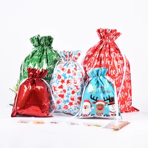 Weihnachts Geschenktüten Kordelzug Verpackungsbeutel Festliche Süßigkeitentüten Für Party Geschenke Bedruckte Kunststoffbeutel
