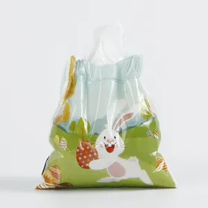 Osterhase und buntes Ei Geschenktüte, süße Cartoon Plastikverpackung für Party Süßigkeiten.
