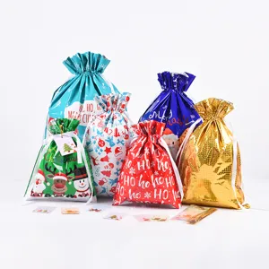 Weihnachtsgeschenkbeutel Kordelzug Verpackung Feiertag Süßigkeiten Geschenktüten Party Deko
