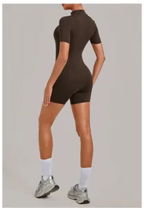 Mono Deportivo de Mujer Manga Corta Yoga Jumpsuit Fitness Romper Ropa Deportiva Casual