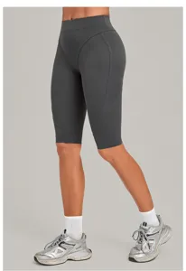 Damen angeraute Yoga Shorts hohe Taille Bauchkontrolle Fitness Laufen Sport Workout Hose