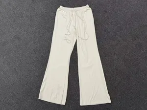 Women casual wide leg yoga pants solid color loose drape drawstring elastic waist trousers