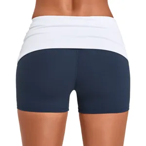 Dames Sportshorts Kleurblok Omslagband Gerafelde Billen Pet Liftend Sneldrogend Workout Hardlopen Yoga Shorts