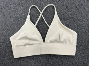 Adjustable cross-back sports bra, brushed quick-drying yoga underwear for fitness workouts.