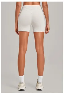 High waist nude feel yoga shorts with cross waistband for fitness, running, and sports.