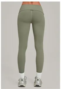 Vrouwen crossover taille actieve yoga legging hoge stretch fitness hardlopen sport broek grijs detail